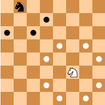 Knight's moves shown as dots