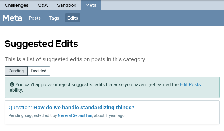 Meta suggested edits page